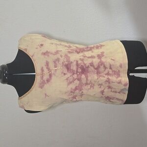 Vintage Free People Cream Pink Tie-Dye Tank Top Women’s Large